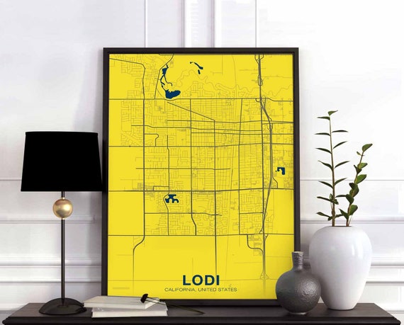 Lodi Ca Usa Poster Color Hometown City Print Modern Home Decor Office Decoration Wall Art Dorm Bedroom Gift