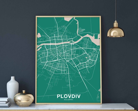 Plovdiv Bulgaria Poster Color Hometown City Print Modern Home Decor Office Decoration Wall Art Dorm Bedroom Gift