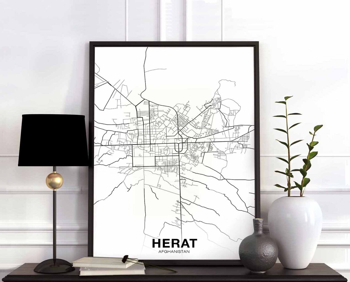 Herat Afghanistan Map Poster, Modern City Travel Print