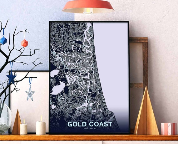 Gold Coast Australia Poster Color Hometown City Print Modern Home Decor Office Decoration Wall Art Dorm Bedroom Gift
