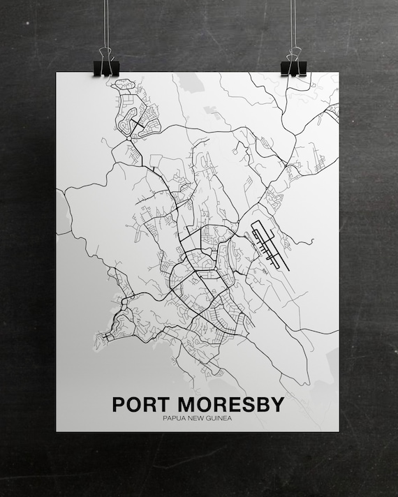 Port Moresby Papua New Guinea Map Poster Black White Hometown City Print Modern Home Decor Office Decoration Wall Art Dorm Bedroom Gift