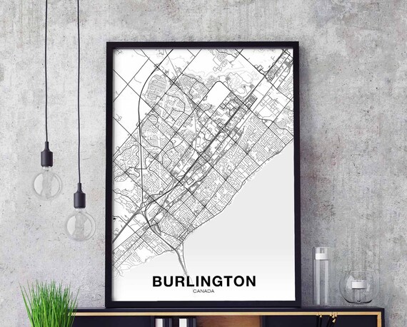 Burlington Canada Map Poster Hometown City Print Modern Home Decor Office Decoration Wall Art Dorm Bedroom Gift
