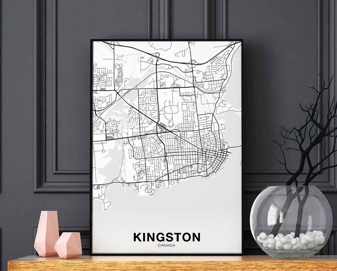 Kingston Canada Street Map Minimalist White City Poster Modern Decor