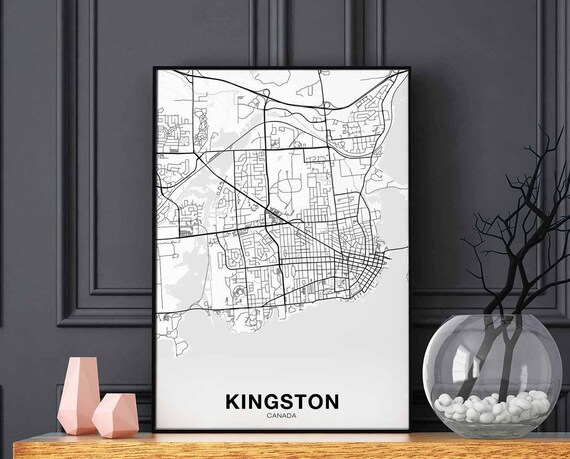 Kingston Canada Map Poster Hometown City Print Modern Home Decor Office Decoration Wall Art Dorm Bedroom Gift
