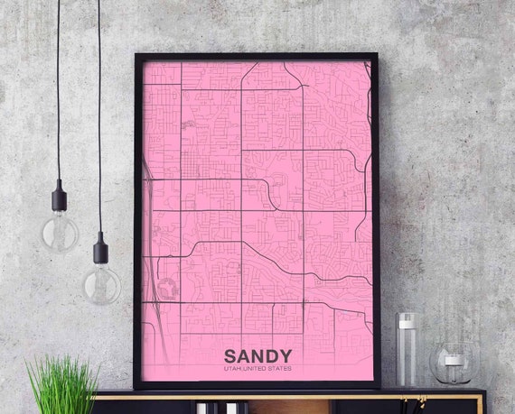 Sandy Utah Ut Usa Poster Color Hometown City Print Modern Home Decor Office Decoration Wall Art Dorm Bedroom Gift