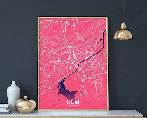 Ulm Germany Map Poster Color Hometown City Print Modern Home Decor Office Decoration Wall Art Dorm Bedroom Gift