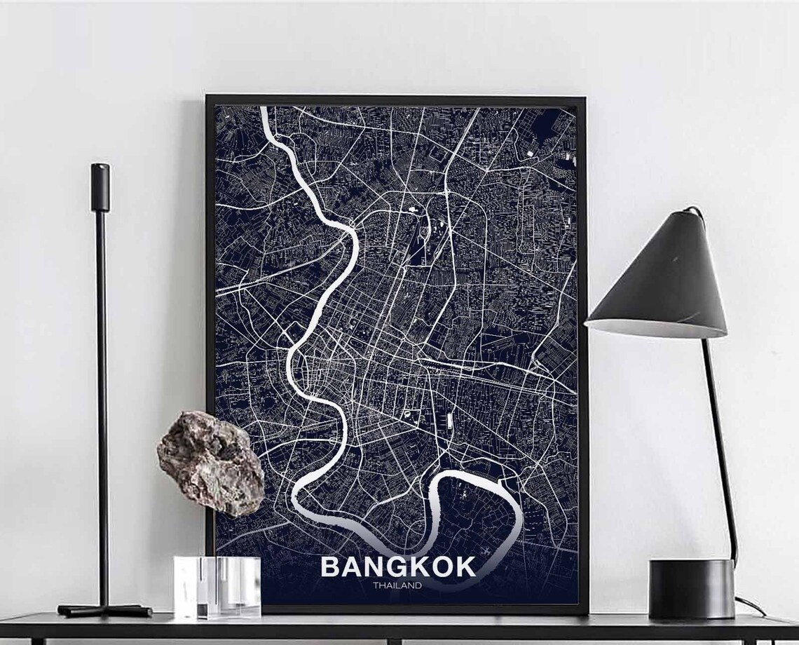 Bangkok Thailand Poster Map, Travel Poster