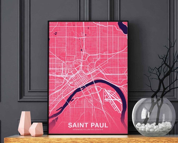 Saint Paul Minnesota Mn Usa Poster Color Hometown City Print Modern Home Decor Office Decoration Wall Art Dorm Bedroom Gift