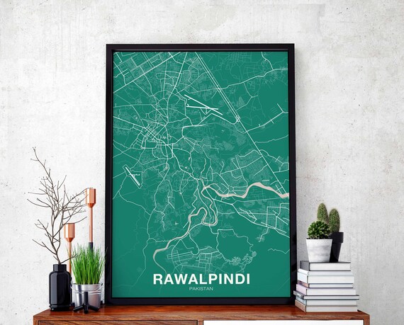Rawalpindi Pakistan Map Poster Color Hometown City Print Modern Home Decor Office Decoration Wall Art Dorm Bedroom Gift