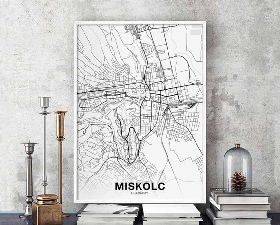 Miskolc Hungary Map Poster Black White Hometown City Print Modern Home Decor Office Decoration Wall Art Dorm Bedroom Gift