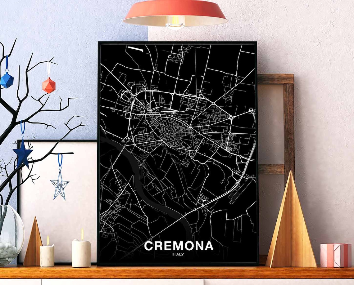 Cremona Italy Map Poster, Modern Home Decor