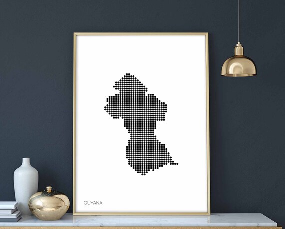 Guyana Minimal Dots Retro Map Poster