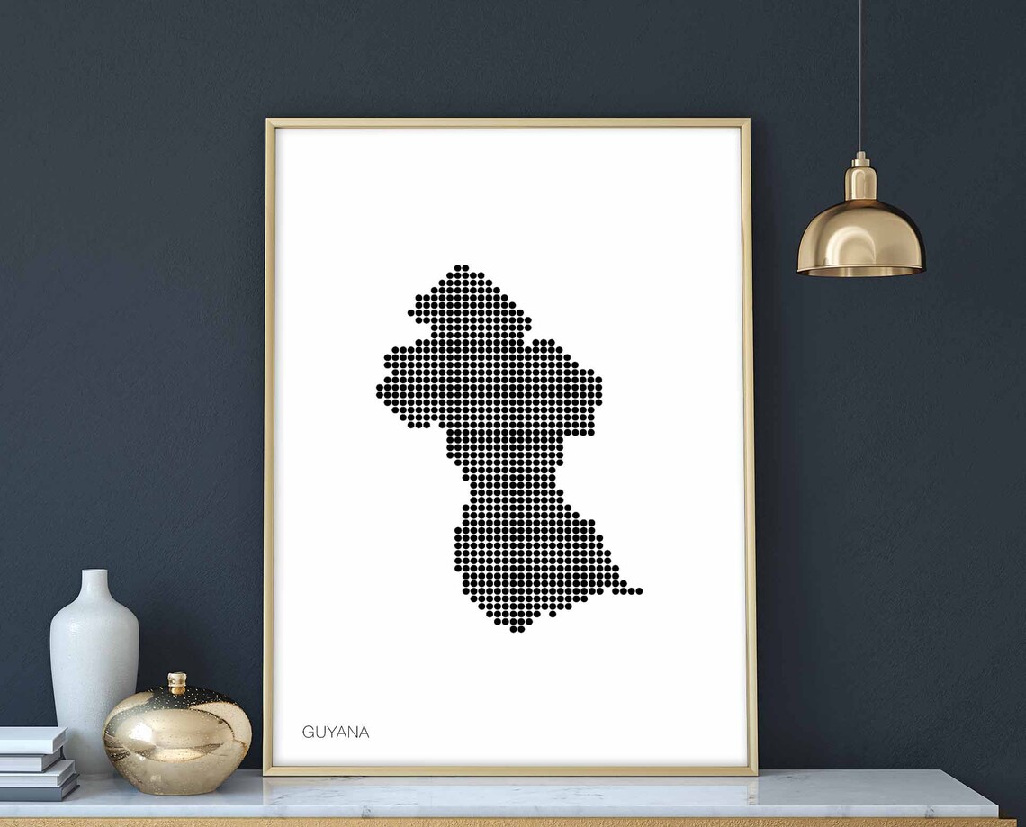 Guyana Minimal Dots Retro Map Poster