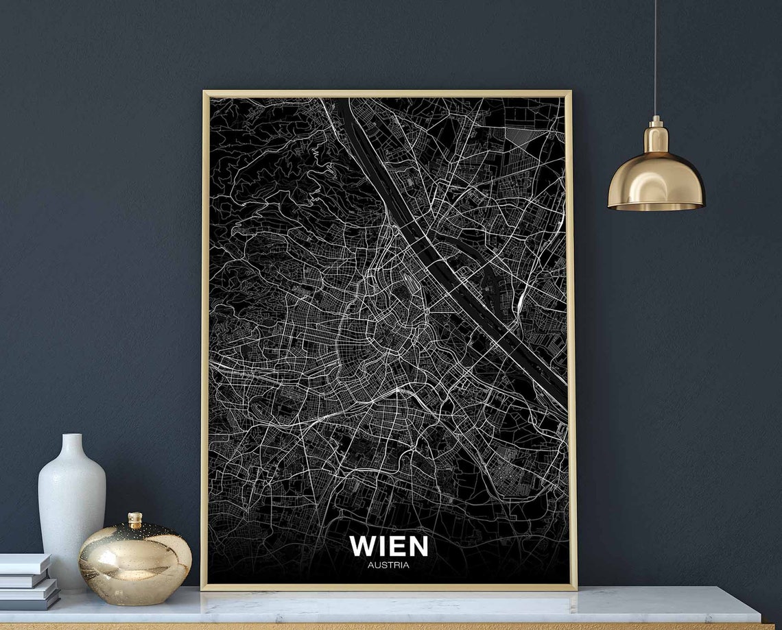 Wien Austria Black White Minimalist City Map Elegant Decor Poster