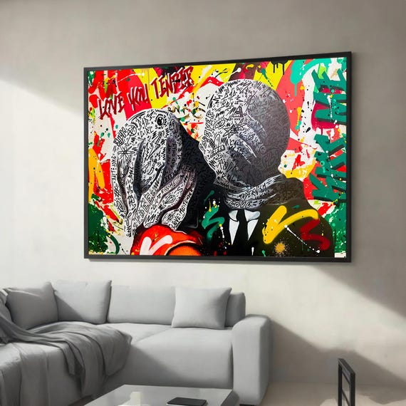 Graffiti Lovers Canvas Painting Bold And Colorful Street Artinspired Piece For Modern Home Or Office Decoration