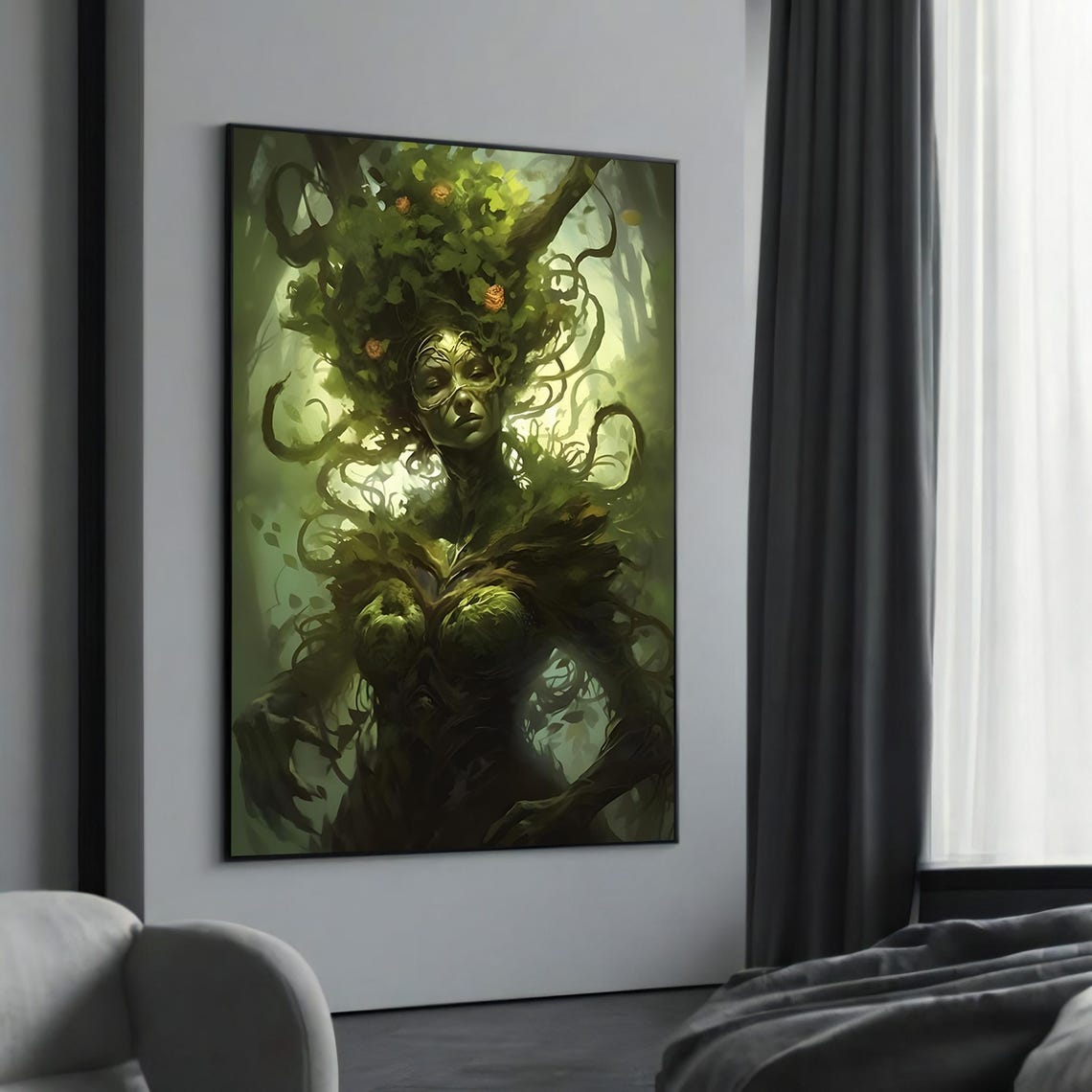 Mysterious Green Forest Goddess Ethereal Surreal Nature Wall Art