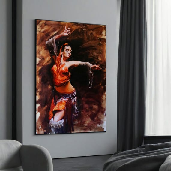 Flamenco Dancer Canvas Art Passionate Dance Wall Decor Spanish Painting Expressive Print Cultural Home