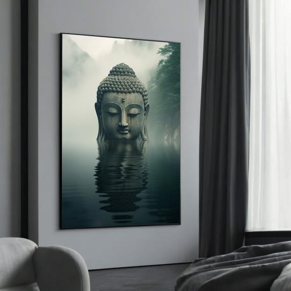 Meditative Buddha Reflection Art Print, Zen Decor