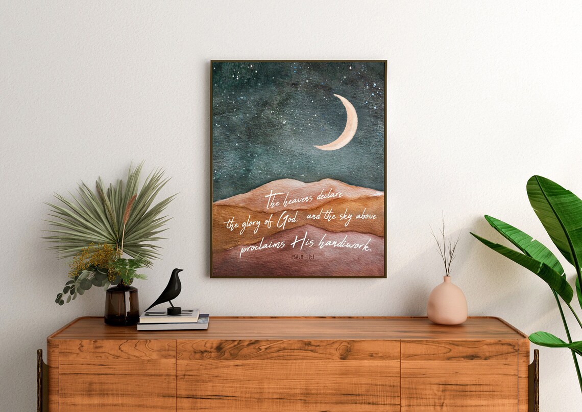 Psalm 19:1 Scripture Print, Desert Night Sky Art Print - Image 2