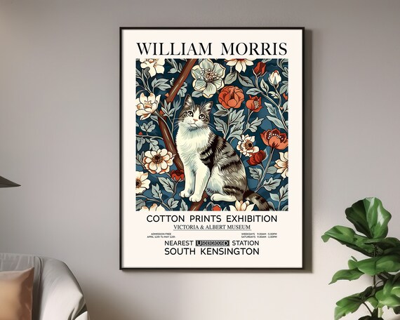 William Morris Cat Cotton Prints Exhibition Victoria Albert Museum Poster
