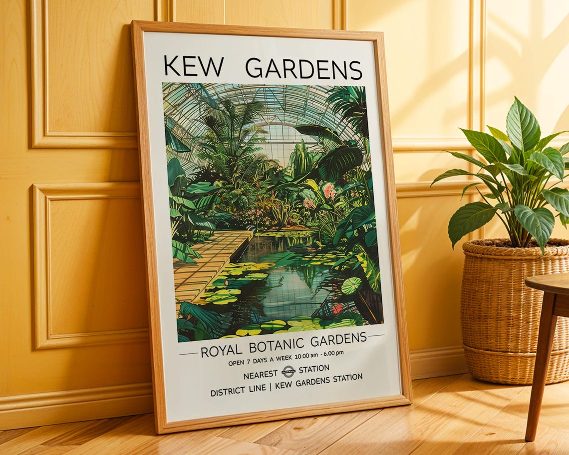 Kew Gardens Poster Vintage Botanical Print Royal Botanic