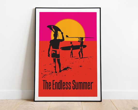 The Endless Summer Retro Surf Film Silhouette Sunset Beach Poster
