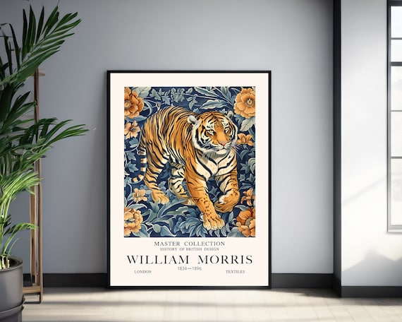 William Morris Prowling Tiger Print Vintage Floral Textiles Art