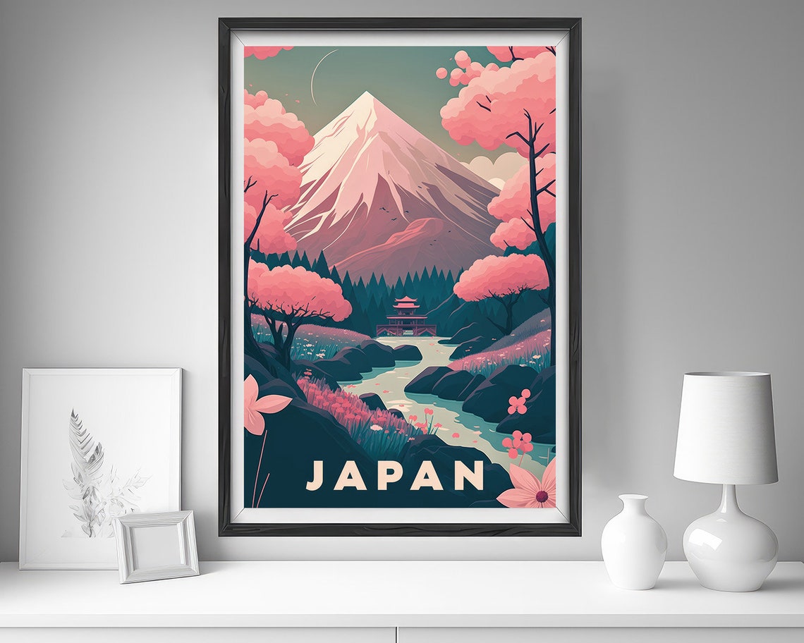 Mount Fuji Japan Travel Poster Japan Wall Art Print Mt Fuji Japan Painting Mt Fuji Japan Illustration Japan Watercolor Home Decor - Image 3