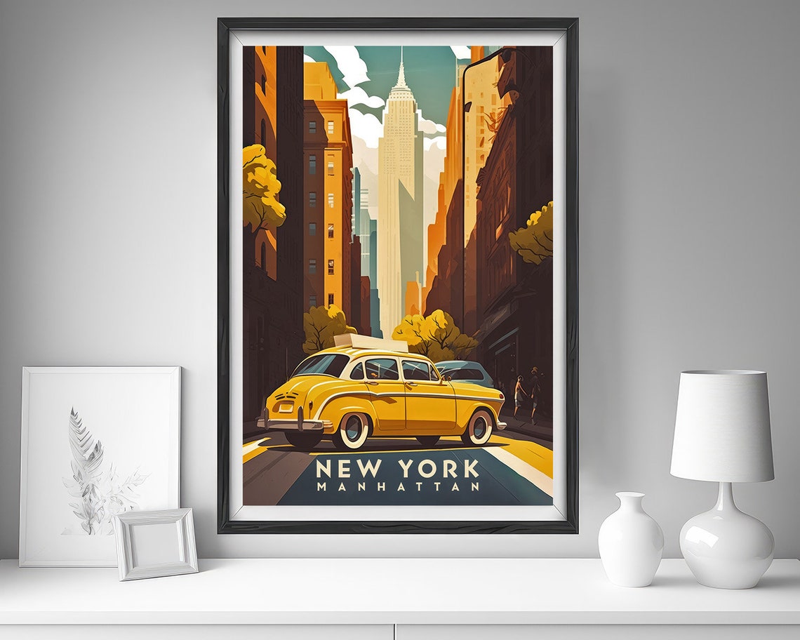 New York Print New York Poster New York Wall Art New York Manhattan New York Painting New York Illustration New York Travel Nyc Travel Decor - Image 4