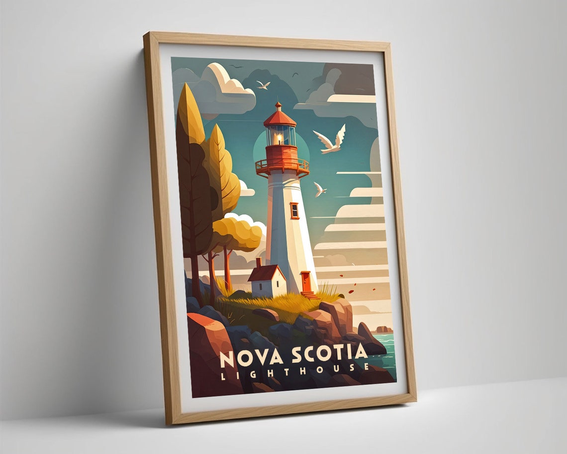 Nova Scotia Lighthouse Canada White Beacon Vintage Travel Poster - Image 5