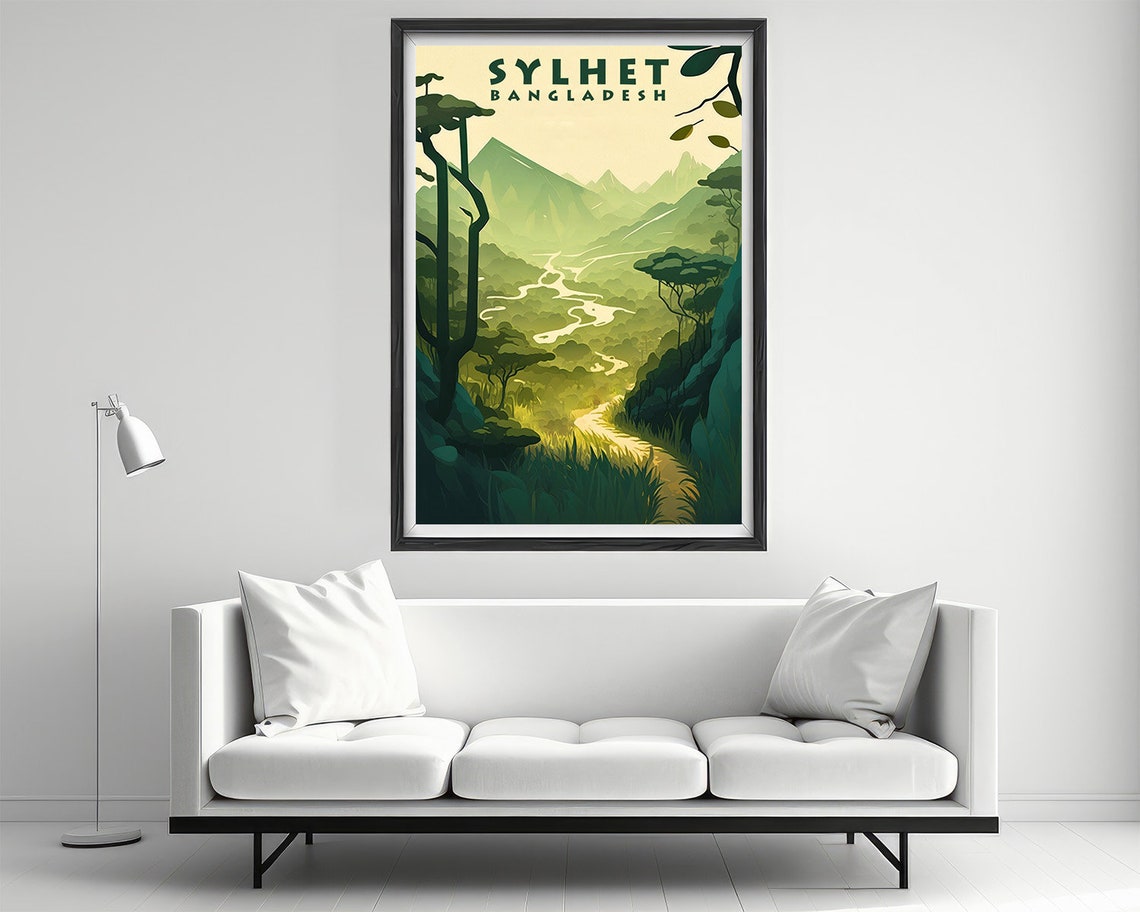 Sylhet Bangladesh Travel Poster Sylhet Bangladesh Wall Art Print Bangladesh Painting Illustration India Sylhet Sylhet Home Decor - Image 2