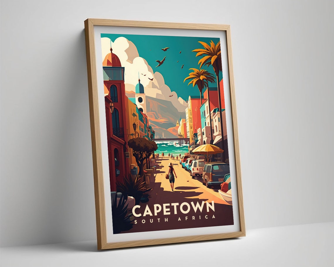 Capetown South Africa Travel Poster Capetown South Africa Wall Art Print Capetown Painting Illustration Capetown Watercolor Decor - Image 5
