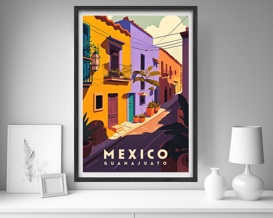 Mexico Guanajuato Travel Poster Mexico Guanajuato Wall Art Print Mexico Guanajuato Painting Illustration Mexico Watercolor Decor - Image 4