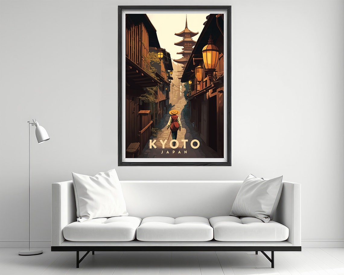 Kyoto Japan Travel Poster Kyoto Japan Wall Art Print Kyoto Japan Painting Illustration Kyoto Japan Old Town Watercolor Home Decor - Image 2