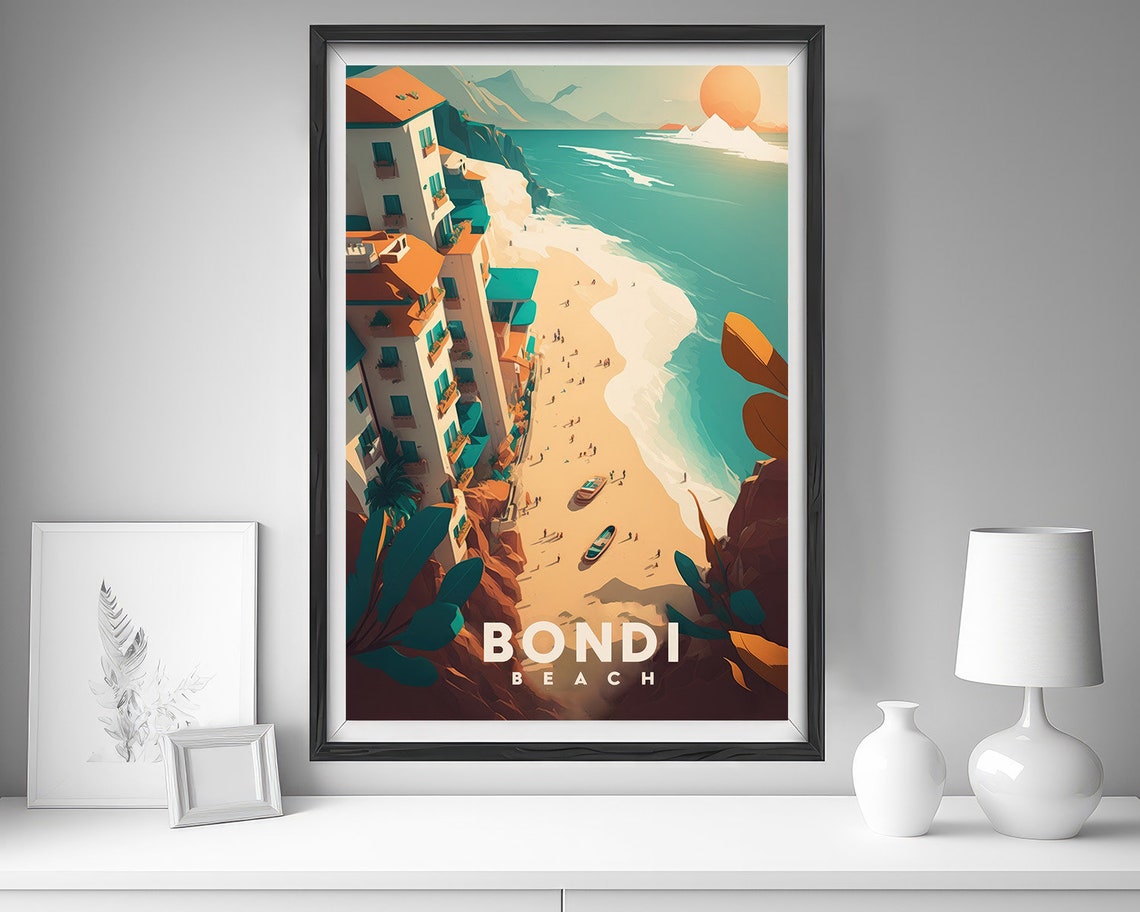 Bondi Beach Sydney Australia Travel Poster Coastal Sunset Art - Image 4