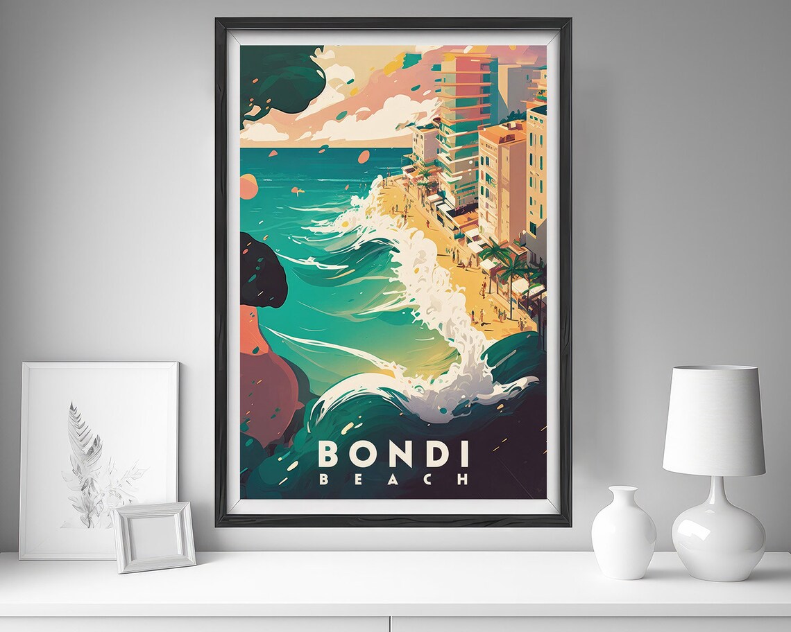 Bondi Beach Australia Waves Surf Coastal City Vintage Travel Poster - Image 4