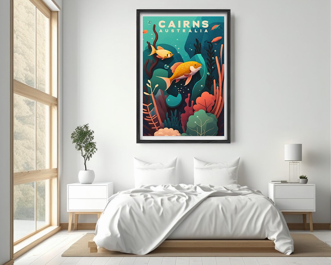Cairns Australia Great Barrier Reef Coral Fish Travel Poster - Image 2