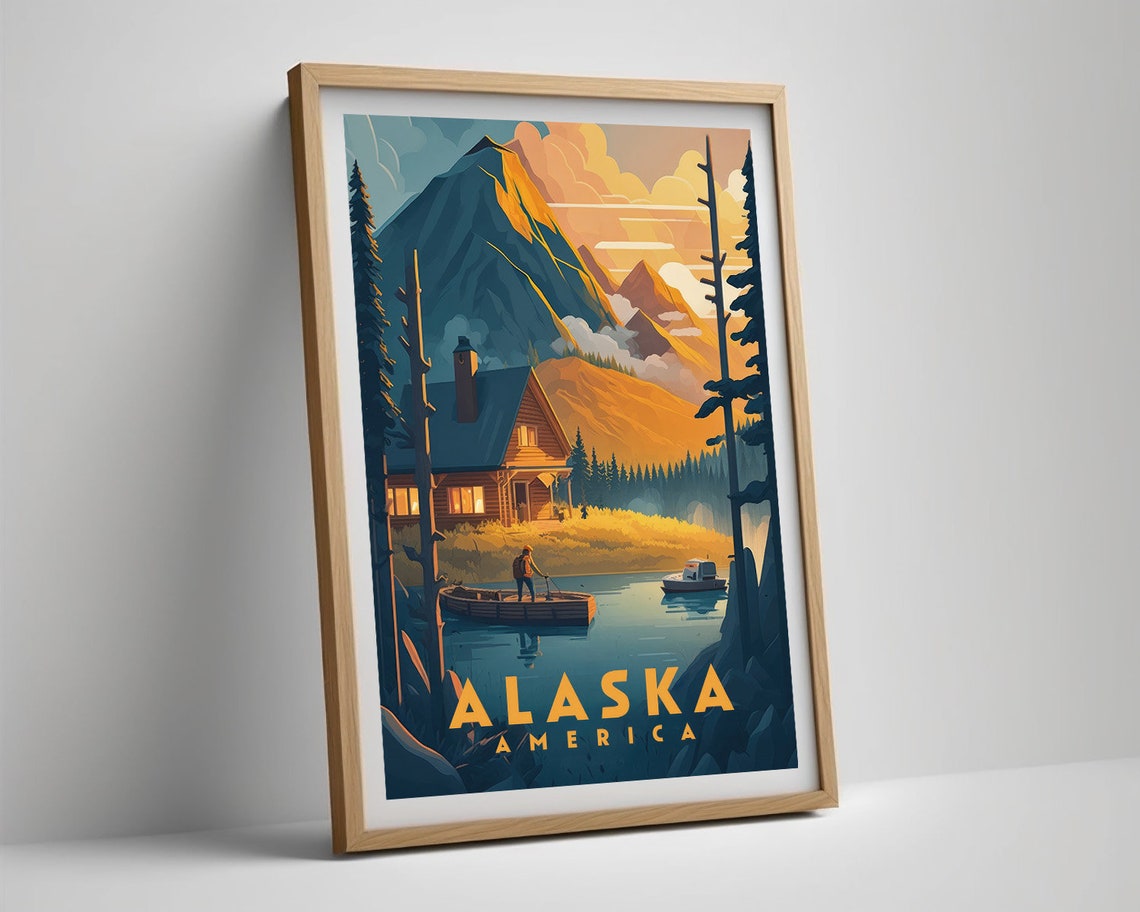 Alaska America Travel Poster Alaska America Wall Art Print Alaska America Painting Illustration Alaska America Watercolor Decor - Image 5