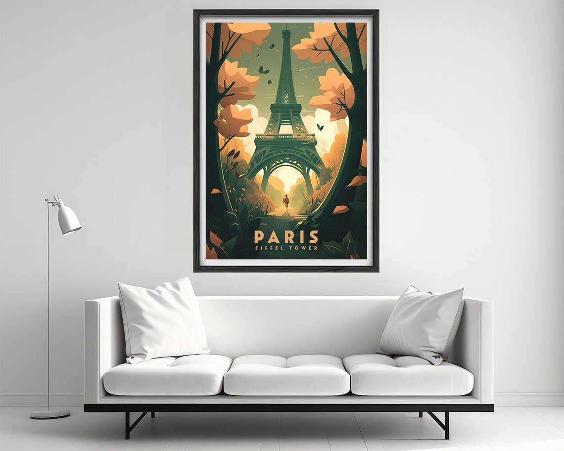 France Paris Travel Poster Paris France Wall Art Print Eiffel Tower Painting France Travel Art Poster Paris Watercolor Home Decor - Image 2