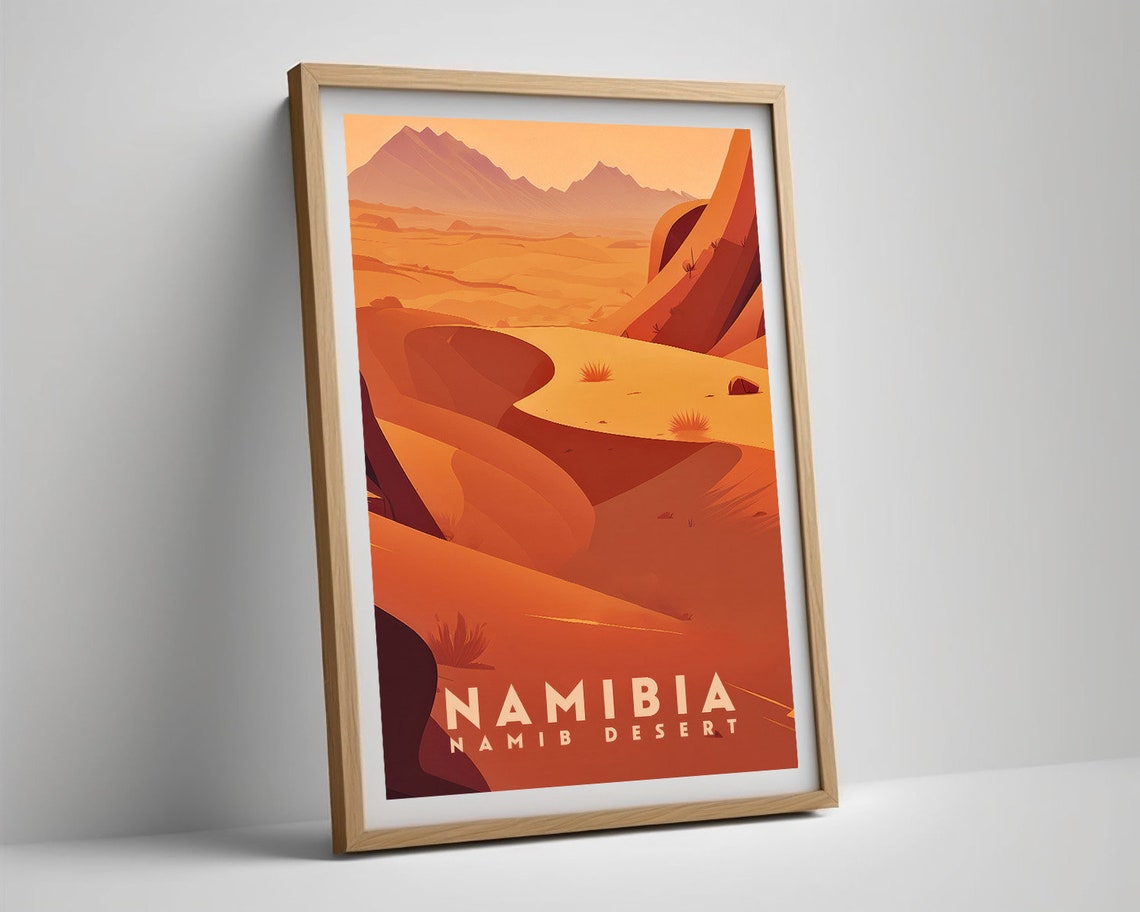 Namibia Namib Desert Vintage Travel Poster Sunset Dunes Artwork - Image 5