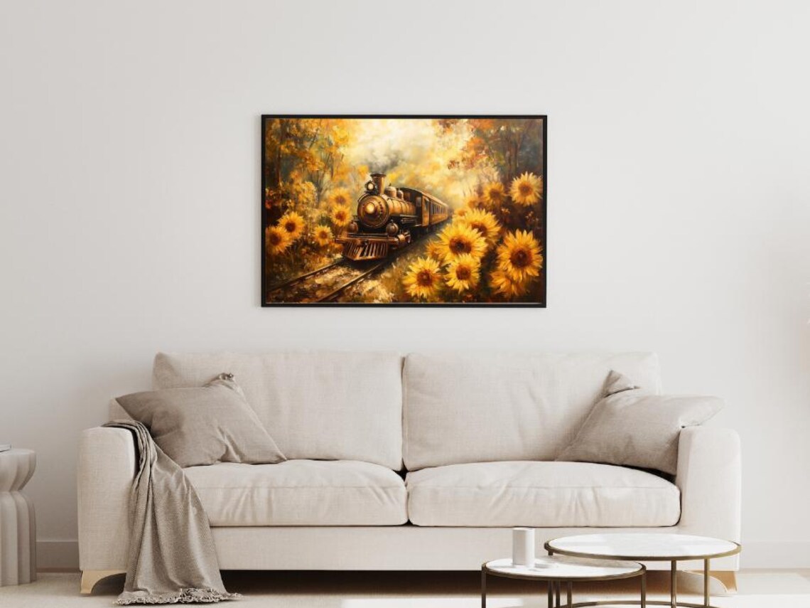 Golden Passage Vintage Train, Romantic Autumn Landscape - Image 5