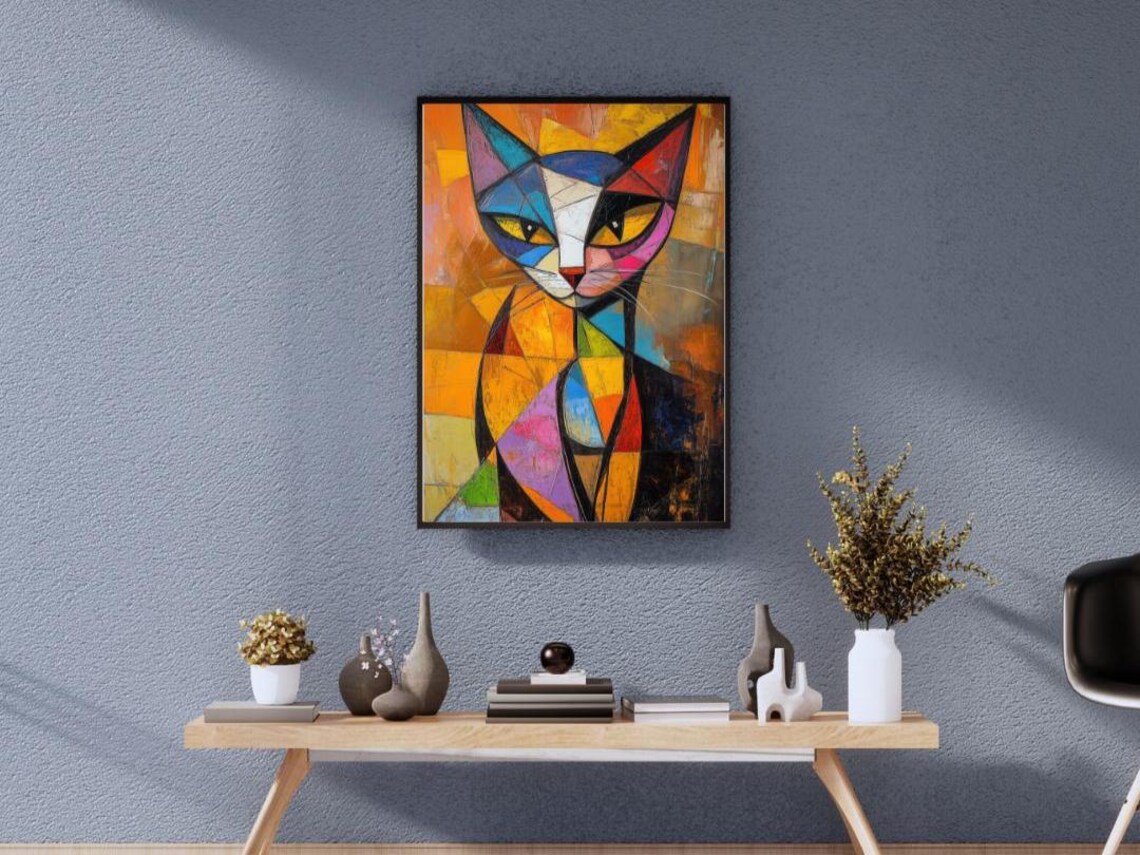 Cubist Cat Abstract Modern Feline Art Print - Image 4
