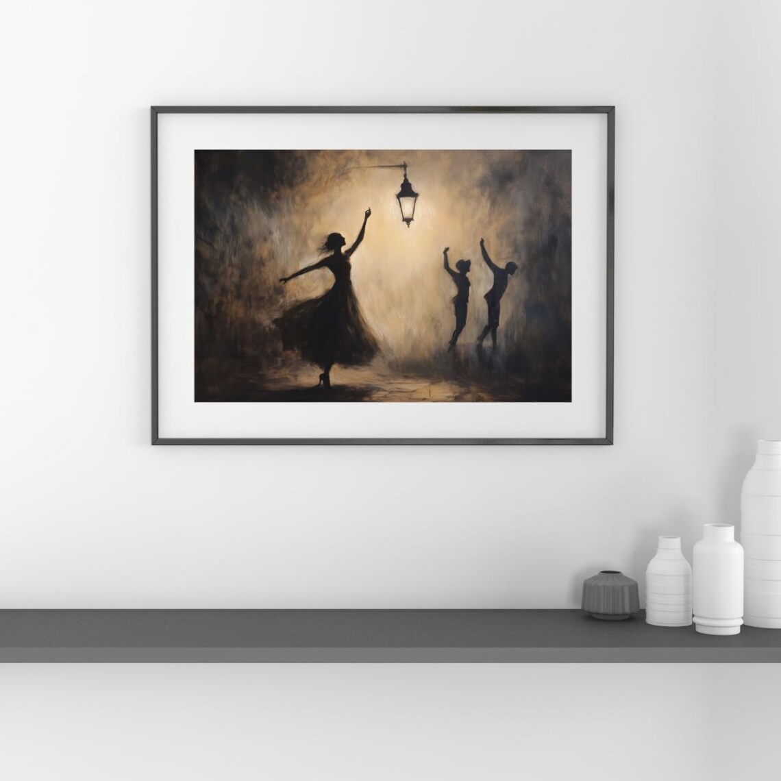 Streetlight Waltz Romantic Silhouette Dance Art Print - Image 4