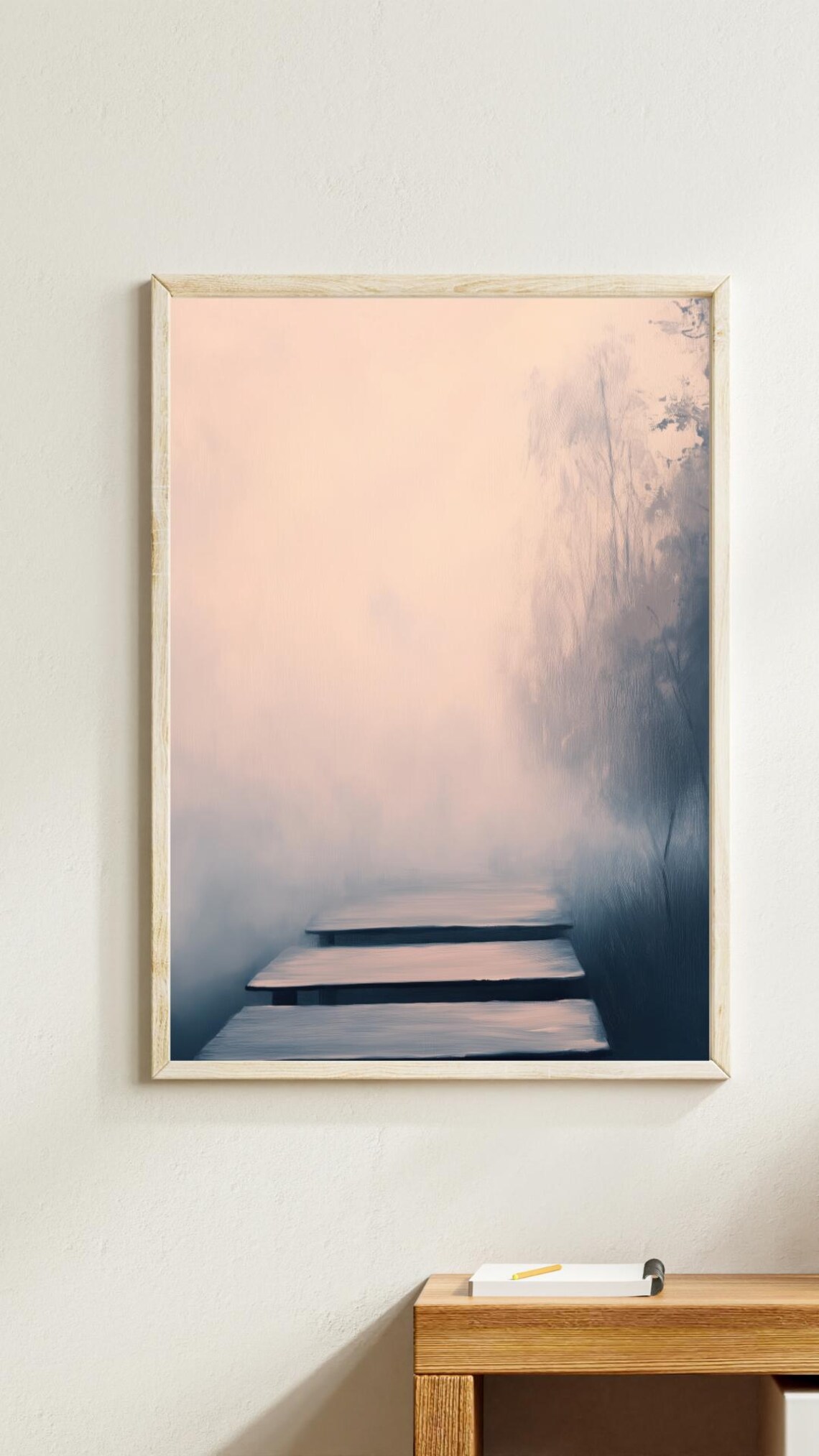 Misty Dock In Soft Pastels, Minimalist Dreamscape - Image 3