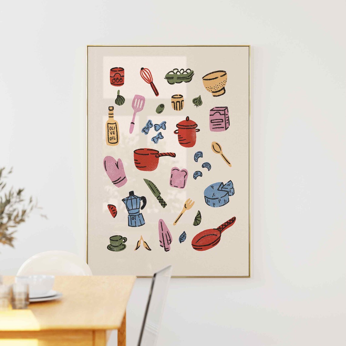 Italian Pasta Vintage Kitchen Art Print, Retro Decor