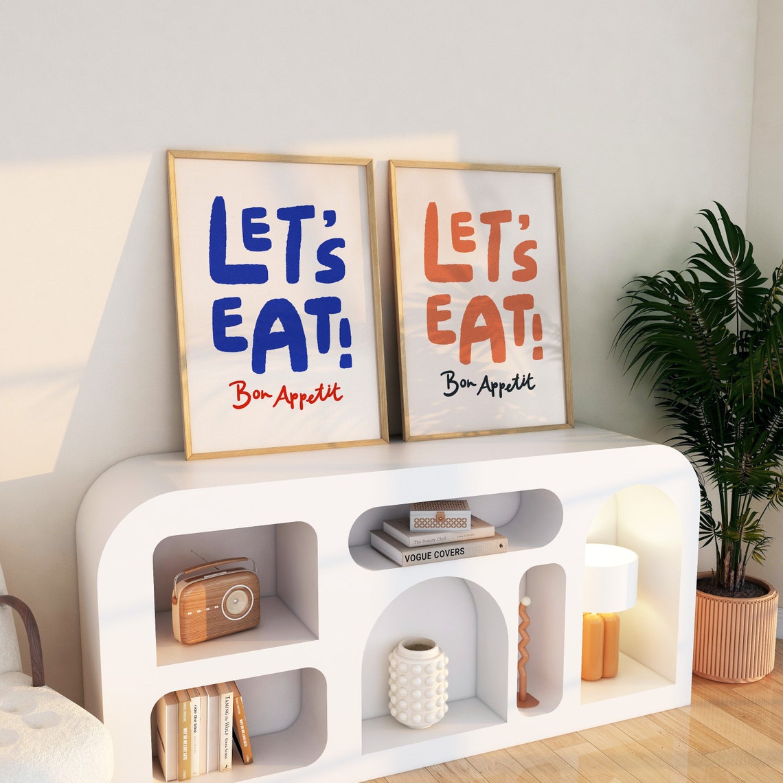 Lets Eat Bold Blue Typography with Bon Appetit Kitchen Poster - Image 2