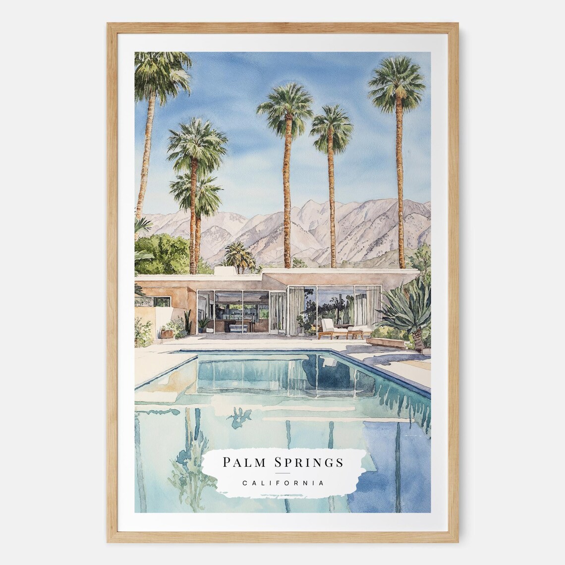 Palm Springs Watercolor Art Print, USA Travel Poster