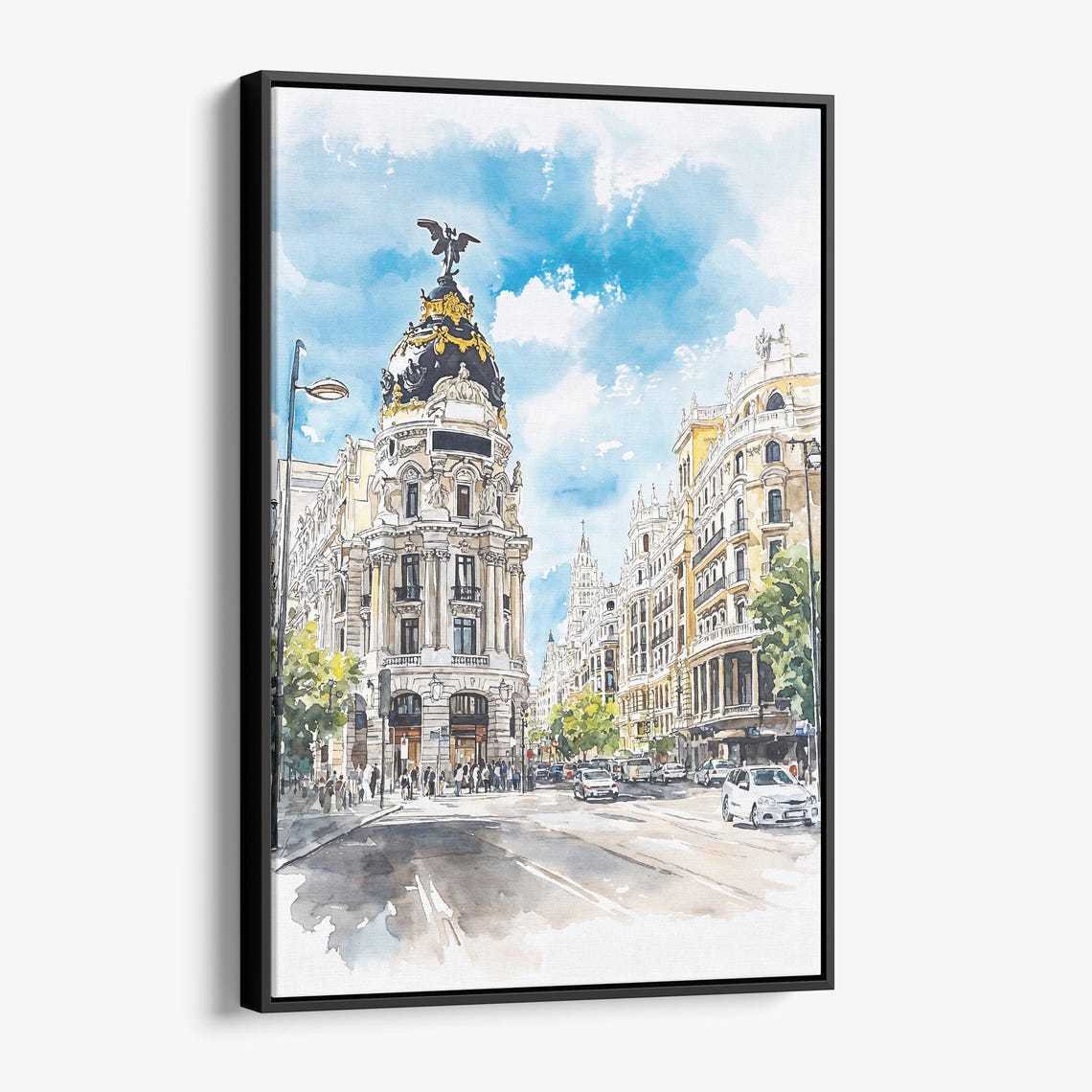 Madrid Watercolor Canvas Print Cityscape Wall Art