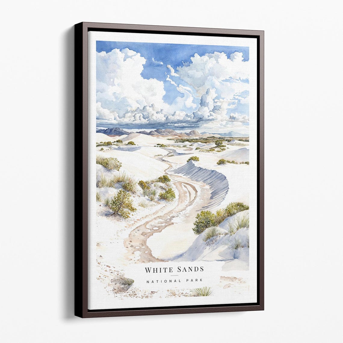 White Sands National Park Gypsum Dunes Watercolor Travel Poster