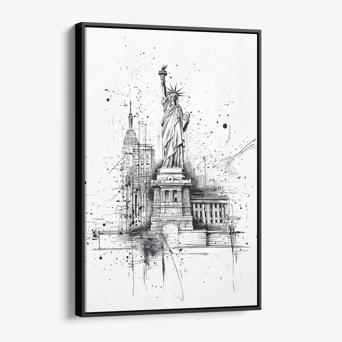 Statue of Liberty New York City Pencil Sketch Artwork Poster